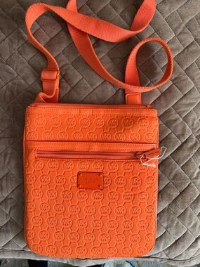Michael Kors Bright Orange MK Logo Crossbody Bag